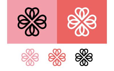 粉色和珊瑚色相间的心形logo设计。