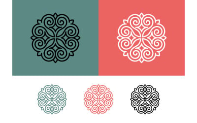 Mandala icon teal and orange outline.