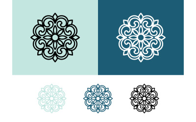 Mandala logo design black and orange.