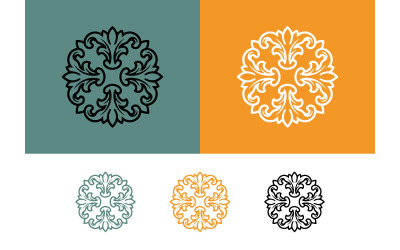 Mandala ornamental logo design black green.