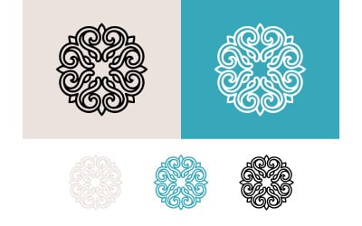 Mandala ornamental logo design white orange.