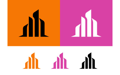 Modern building skyline logo symbol design.