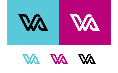 Monogram va logo design blue pink white.