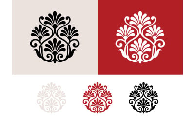 Small circular floral ornament with swirls pink.