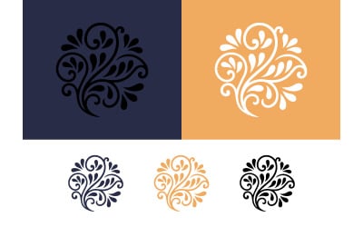 Swirl floral abstract design decorative element logo.