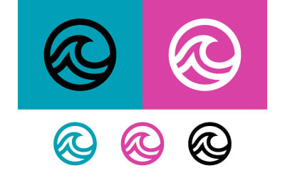 Conception de logo avec symbole de vague dans un cercle.