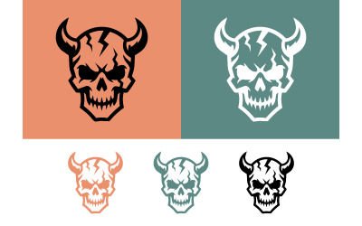 Emblema di teschio demoniaco, disegno vettoriale isolato.