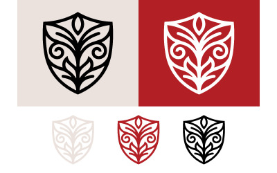 Logo araldico con motivo floreale decorativo.