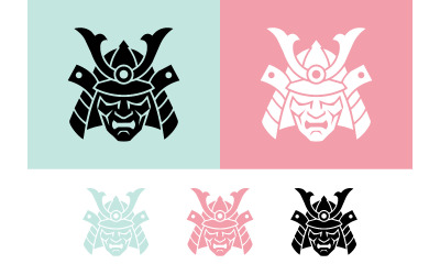 Samurai mask emblem design isolated vector art.