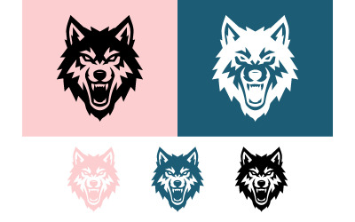 Wolf head emblem design isolated vector art.