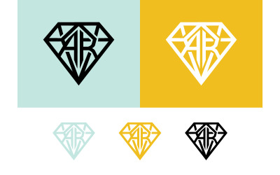 Logo monogramme en diamant AR noir et blanc.