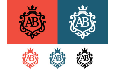 Elegant monogram AB-logo met kroon.