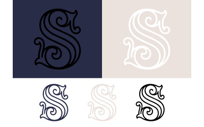 Gotiskt monogram med bokstaven s i linjekonststil.