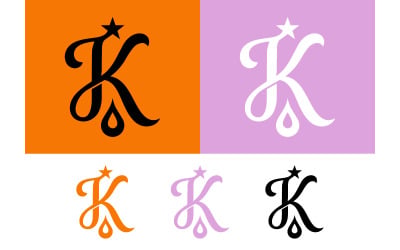 Элегантный дизайн монограммы с буквой «k» в оранжево-сиреневых тонах.