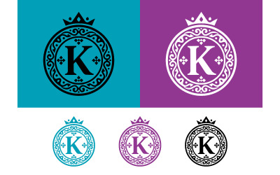 Royal k 标志，带有皇冠和华丽的圆圈。