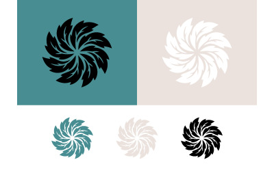 Logo abstrait à motif de feuilles tourbillonnantes.