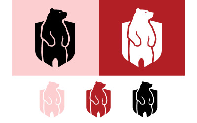 Logotipo com emblema de urso, escudo, ícone de animal.