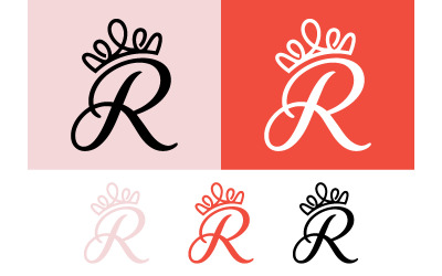 Дизайн логотипу Crown R літера рожевий фон.