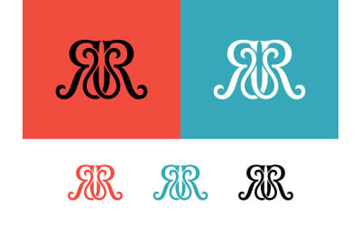 Monogramma con doppia lettera R su sfondo rosso.
