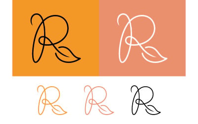 优雅的字母“r”图案，以叶子为点缀，适用于品牌推广。