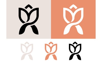 Bloemenlogo met de letter R en een tulp.