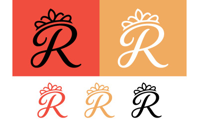 Logo con la lettera R e corona su sfondo rosso arancione.