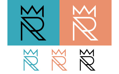 Monogram r med krona för kunglig varumärkesidentitet.