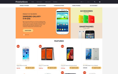 "MobileStore" - адаптивний OpenCart шаблон №57577