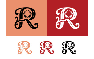 Elegant monogram met de letter R en een lauwerkrans als logo.