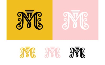 Monogramme M avec colonne pour la conception architecturale.