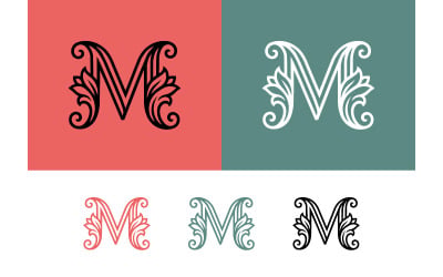 Monogramma decorato con elementi floreali per loghi.