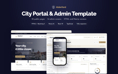 Alderford - Portale cittadino e dashboard di amministrazione HTML5 e modello Next.js