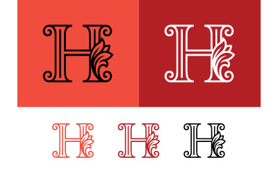 Elegant bokstaven H-logotyp med blommig utsmyckning för identitet.