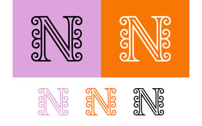 Elegant monogram met de letter N en decoratieve elementen.
