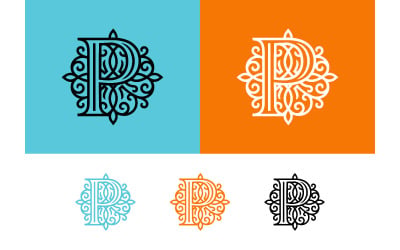 Дизайн логотипа Monogram p с декоративными элементами.