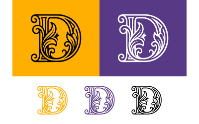 Logo decorato con la lettera D e elementi floreali, in nero.