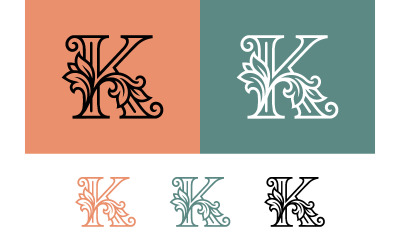 Initiale K ornée de motifs floraux sur fond coloré.