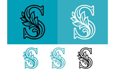 Monogramma elaborato con la lettera &amp;quot;s&amp;quot; e decorazioni a forma di foglia.