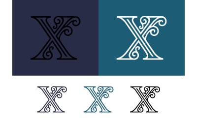 Decoratief X-monogram met sierlijk filigraanwerk, vintage.
