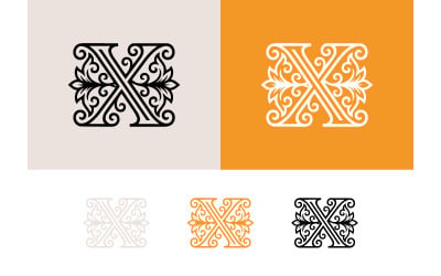 Een gedetailleerd X-vormig logo met bloemaccenten, een luxe uitstraling.