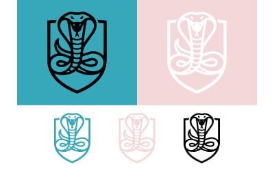 Logo con emblema di cobra e scudo.