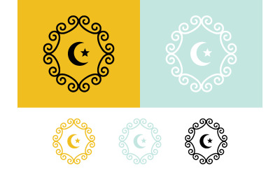 Logo-ontwerp met islamitisch embleem van een halve maan en een ster.