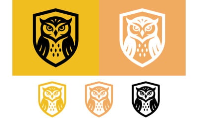 Emblème en forme de bouclier de hibou, symbole de gardien, identité d&amp;#39;entreprise.