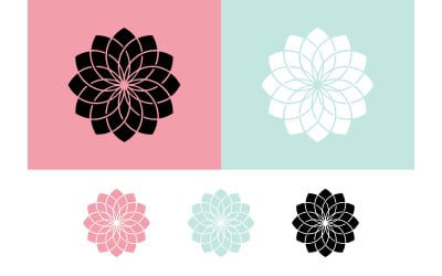Bloemenpatroon in roze, blauw, zwart en geometrisch.