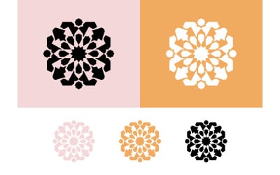 Islamitisch geometrisch patroon op een witte en turquoise achtergrond.