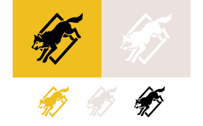 Logo di un lupo ululante in una cornice a forma di diamante.