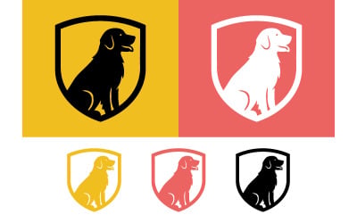 Dog logo shield silhouette for security emblem.