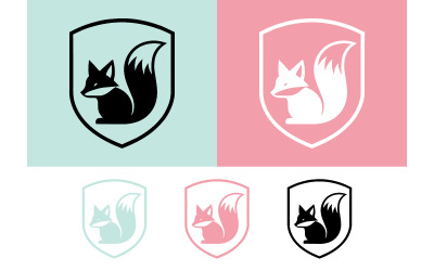 Fox-embleem in zwart, wit en roze.