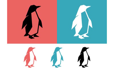 Geometric penguin origami logo icon concept.