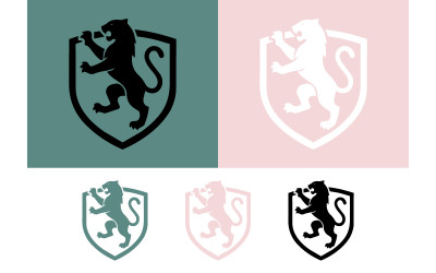 Sköldlogotyper med heraldisk lejonfigur.